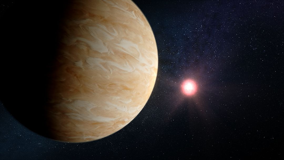 Exoplanet GJ 1214 b and Its Star (Illustration)