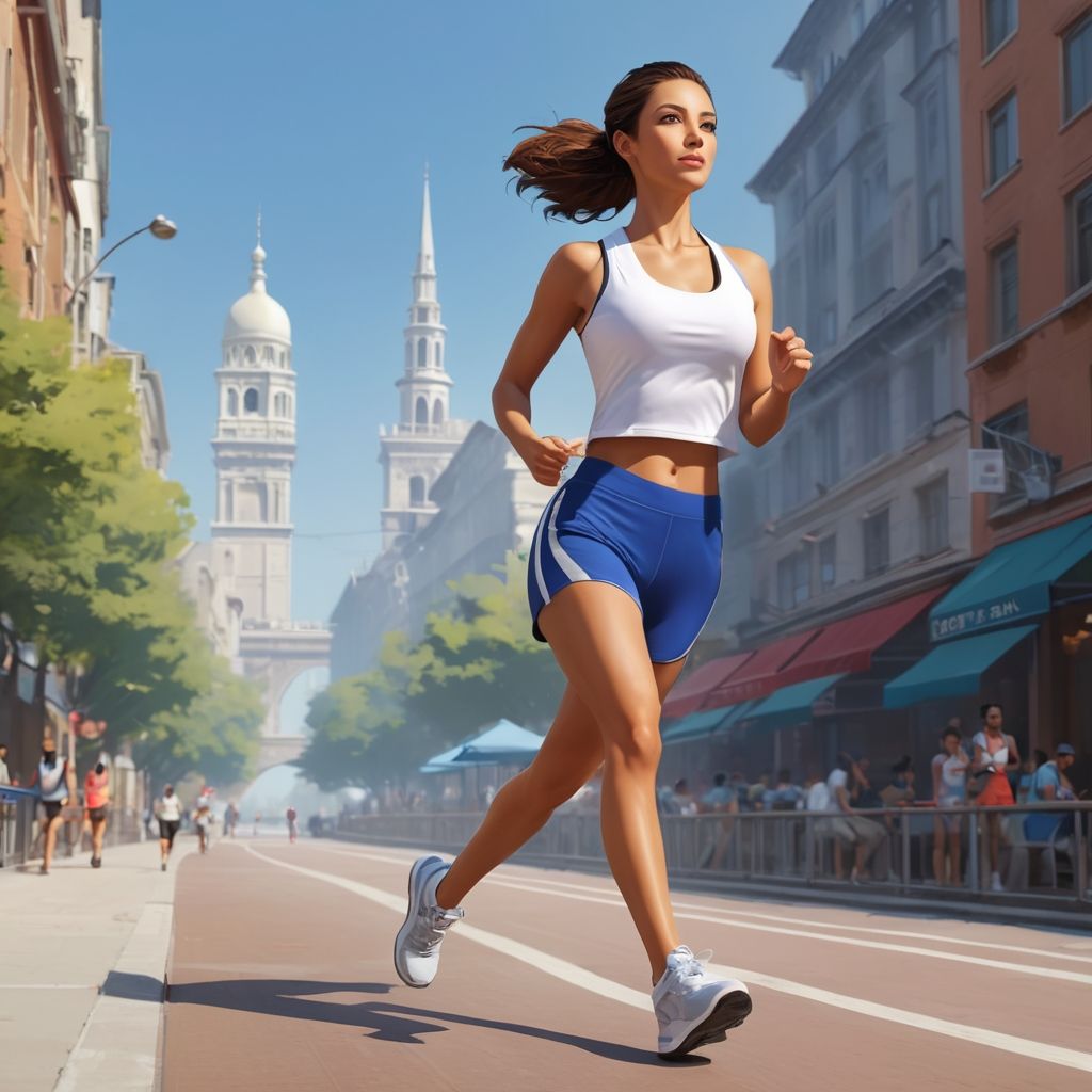 AlbedoBase_XL_A_woman_jogging_on_the_riverside_of_the_city_2