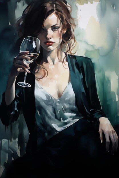 watercolor-painting-painting-woman-holding-glass-wine_896782-46225