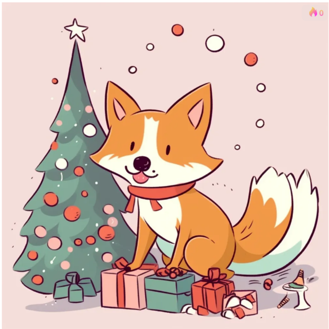 a fox receiving a gift