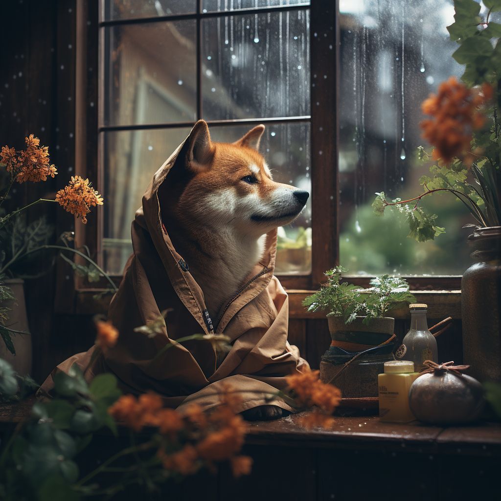 Shiba dislikes rain!