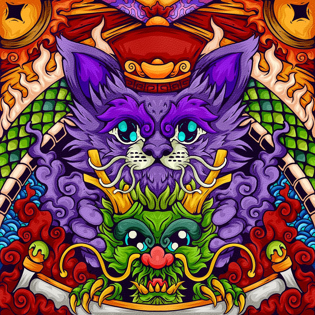 HAPPY Chinese New Year PURPLE CAT #03