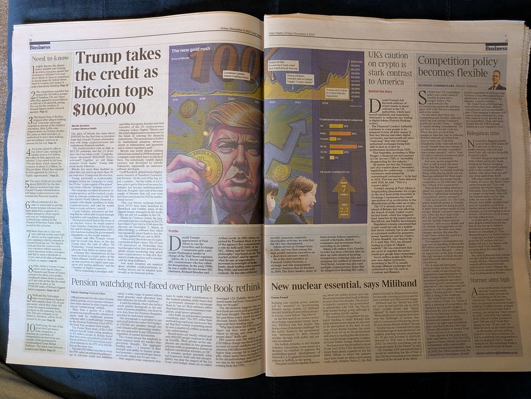 The Times 06/Dec/2024 Trump takes the credit as bitcoin tops $100,000