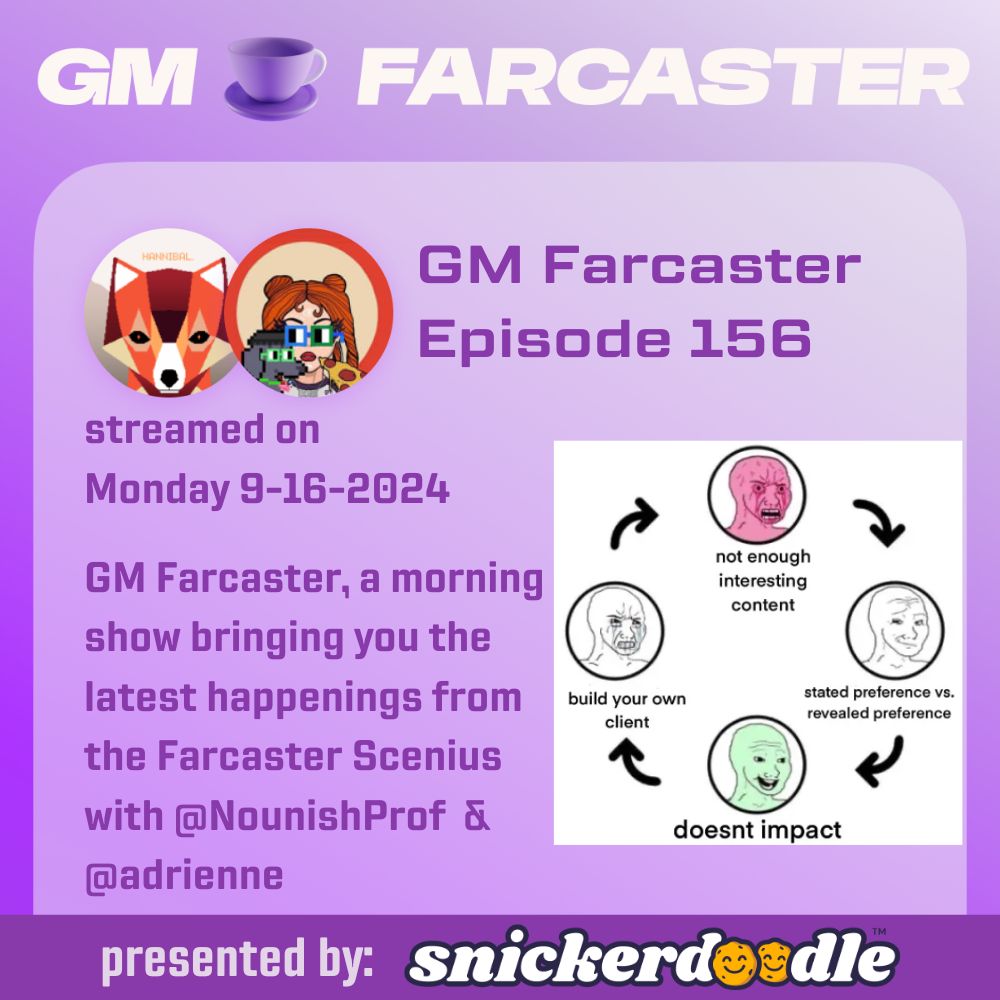 GM Farcaster Ep156 Monday September 16, 2024 with @javabu.eth /advocacy