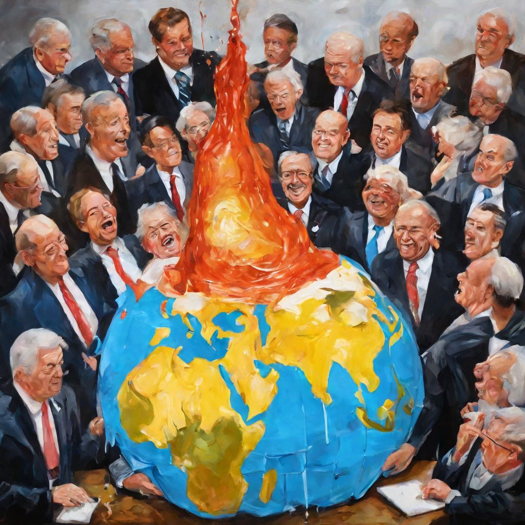 an-oil-painting-of-a-plastic-earth-melting-while-politicians-laugh-and-ask-for-your-vote-behind-pile-180508040