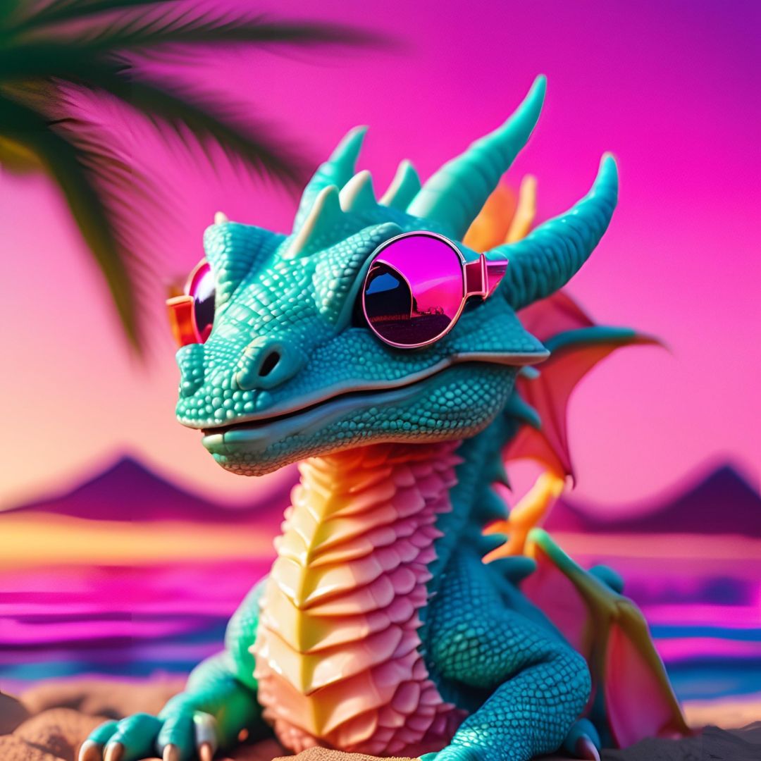 A baby dragon is enjoying summer