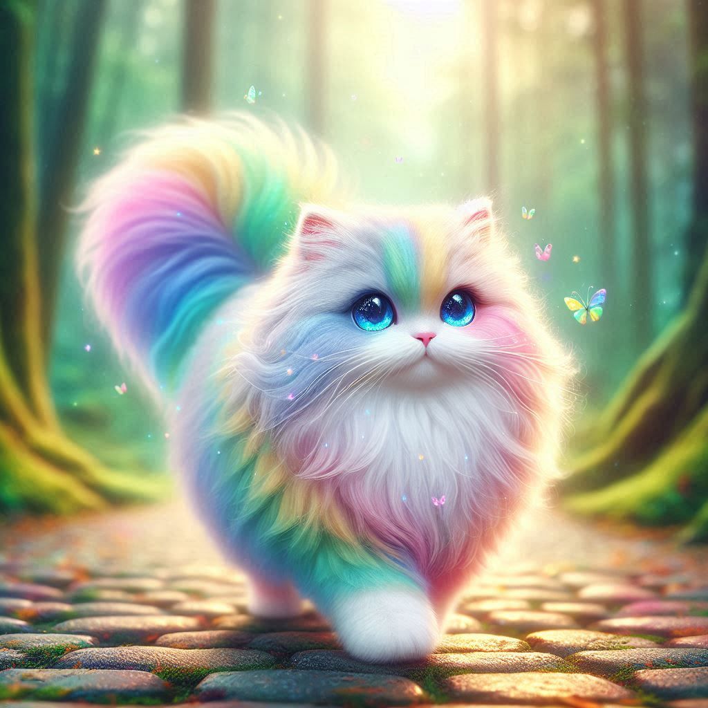 Rainbow-colored cat