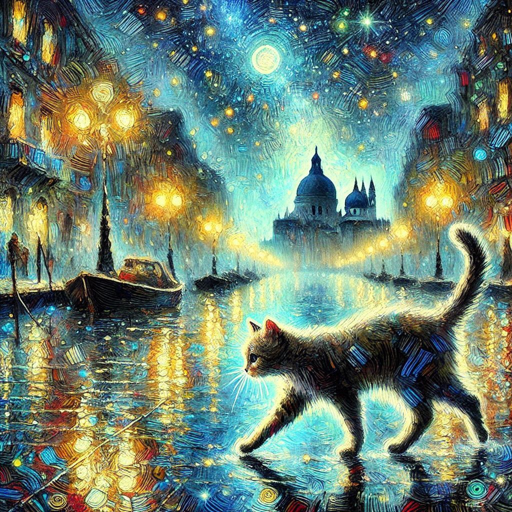 A masterpiece-like cat painting