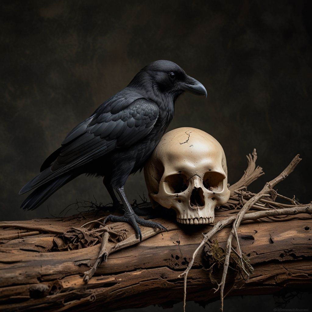 black raven on a skeleton v.3