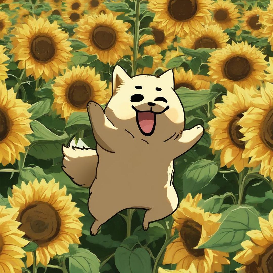 shib with sunflower