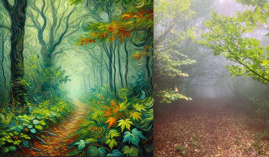 The Forest in Fog and Color