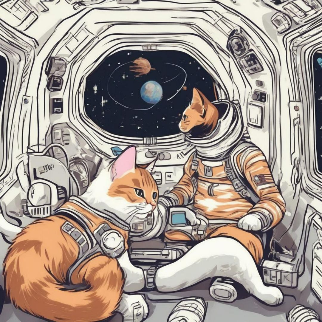 Cats having fun in space