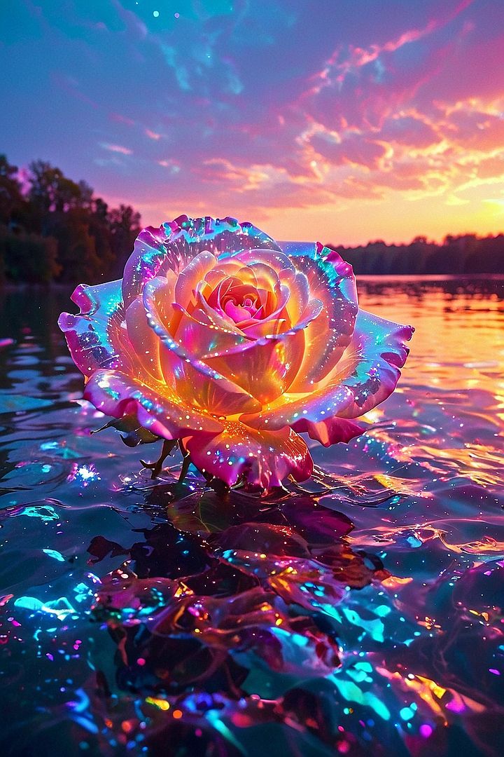 Default_Gorgeous_rose_pedels_floating_on_large_lake_on_most_co_3