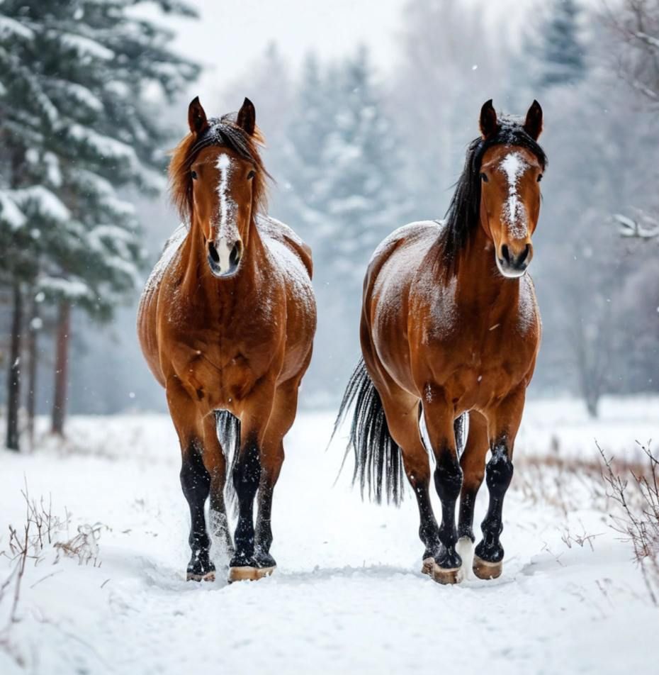 Horses in Snow