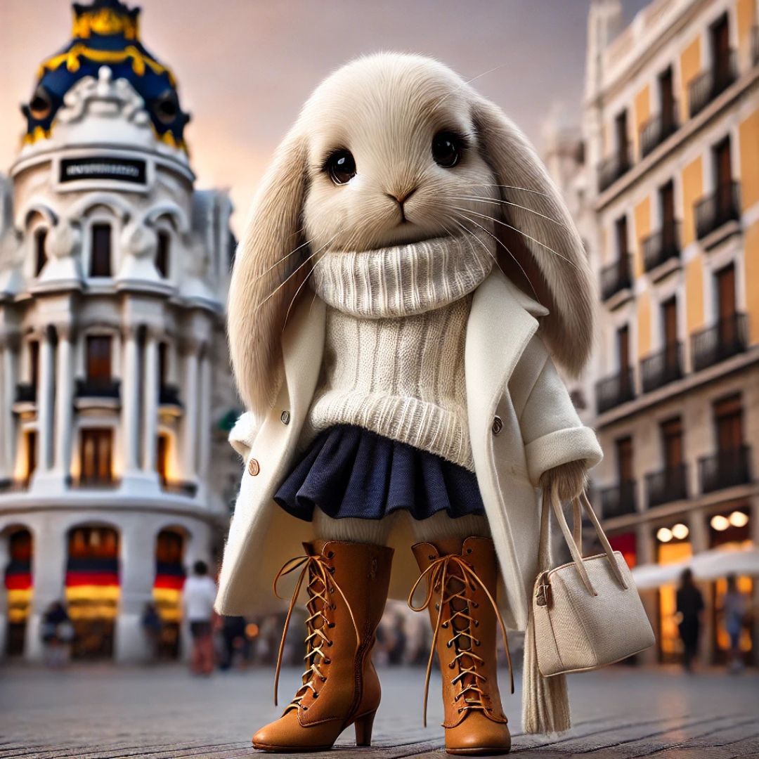 Gal Rabbit strolling in Madrid