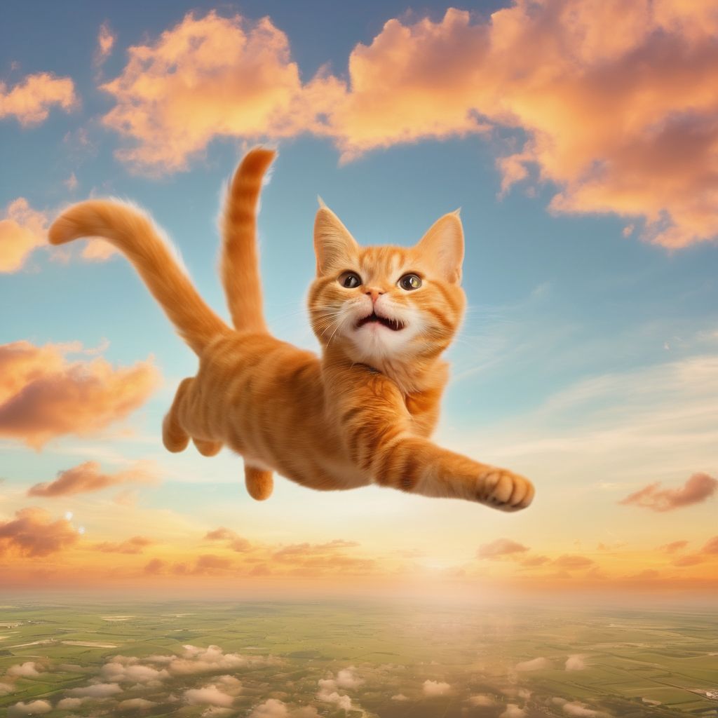 Orange Cat Is Flying