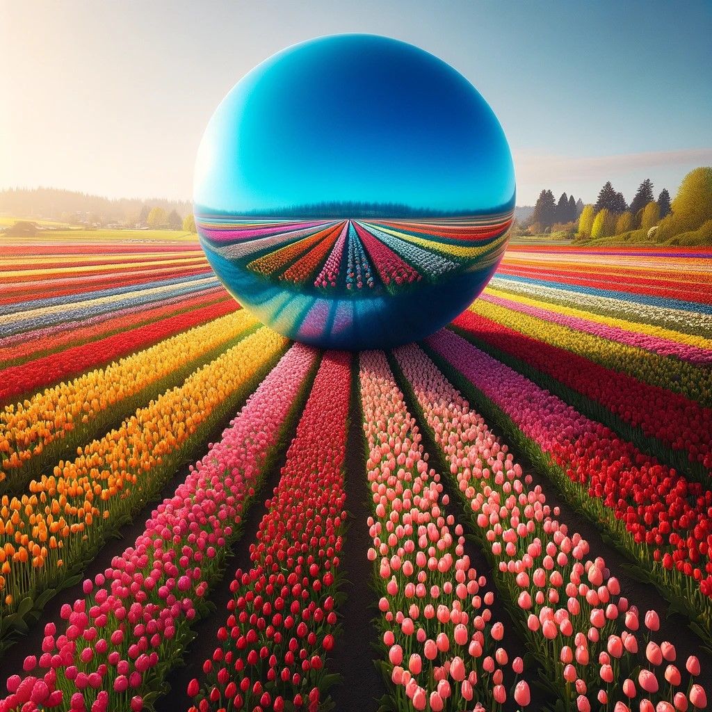 ZORB in a tulip field