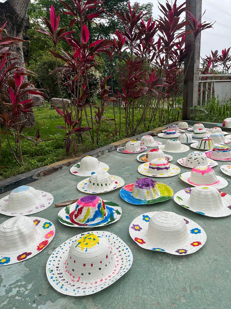 Painted hats by the Angels