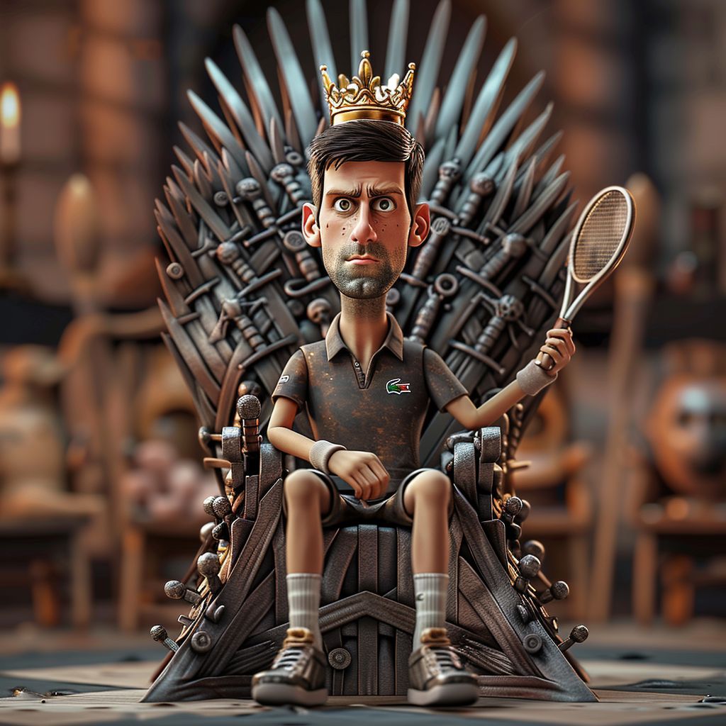 Novak Djokovic in cartoon on the Iron Throne