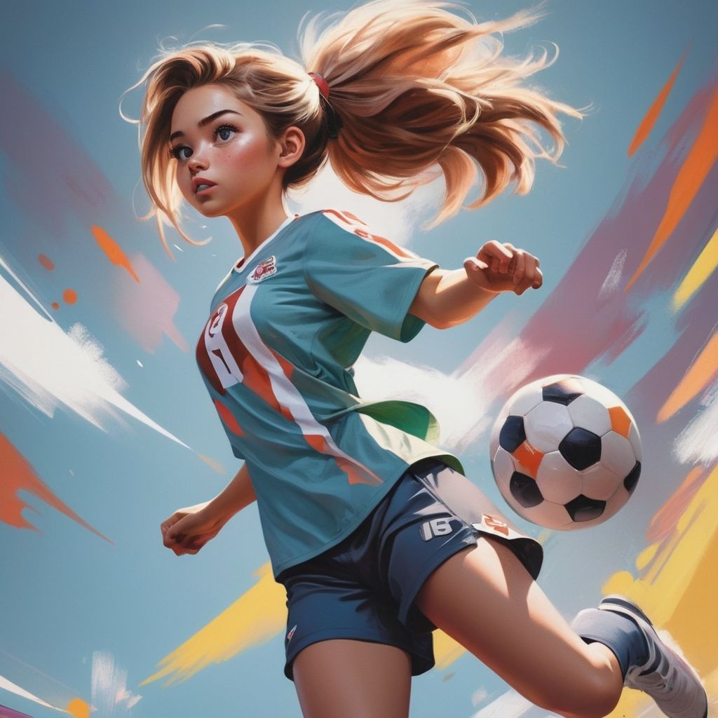 teenage girl playing football