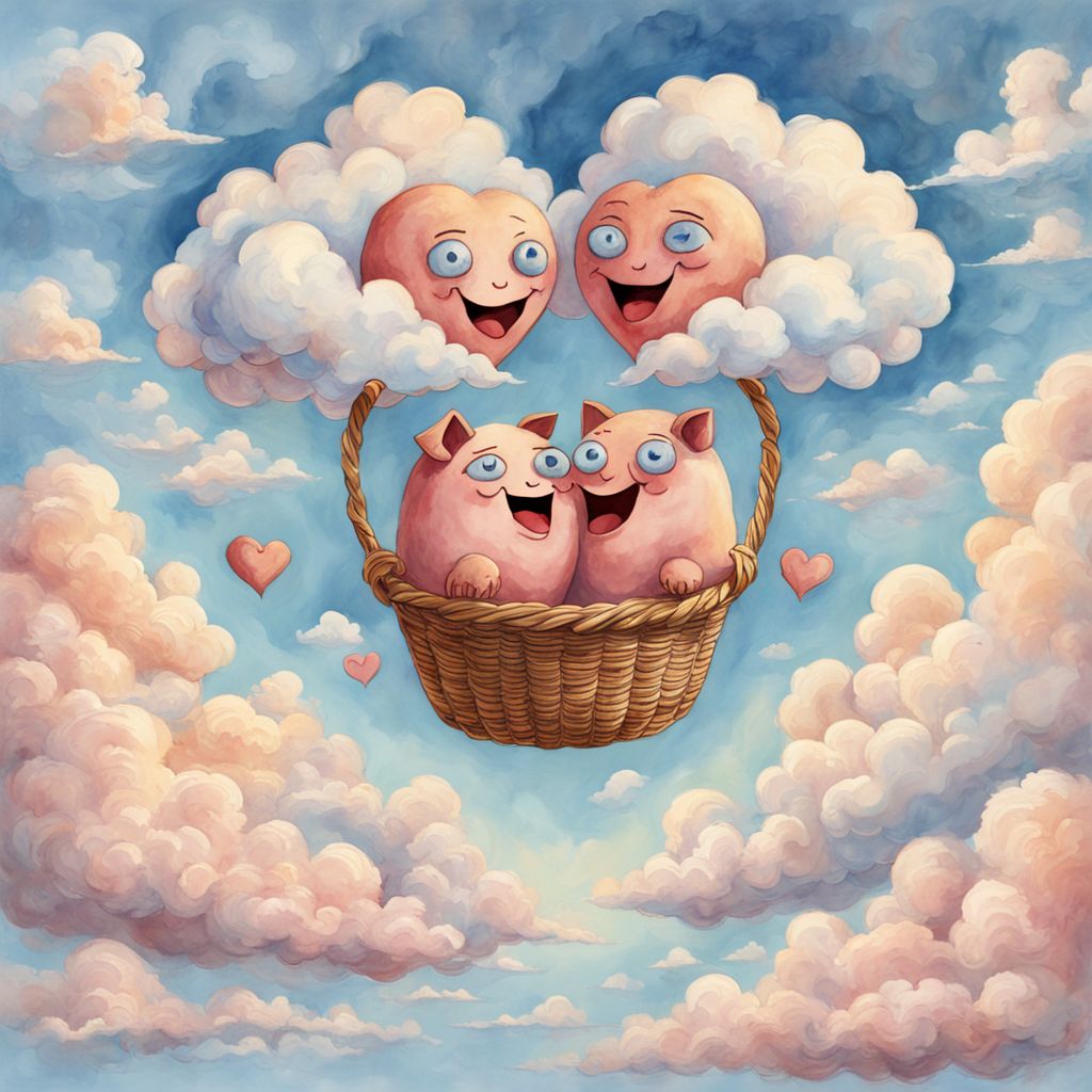 two-anthropomorphic-clouds-embracing-their-shapes-forming-heart-symbols-in-the-sky-eyes-and-mouths