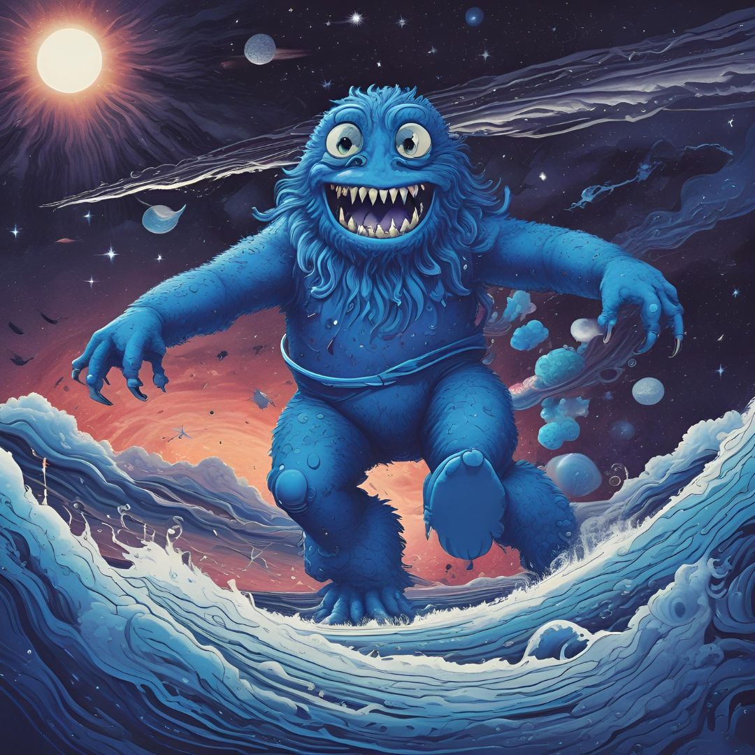 $Enjoy - A blue monster sailing through the universe v7