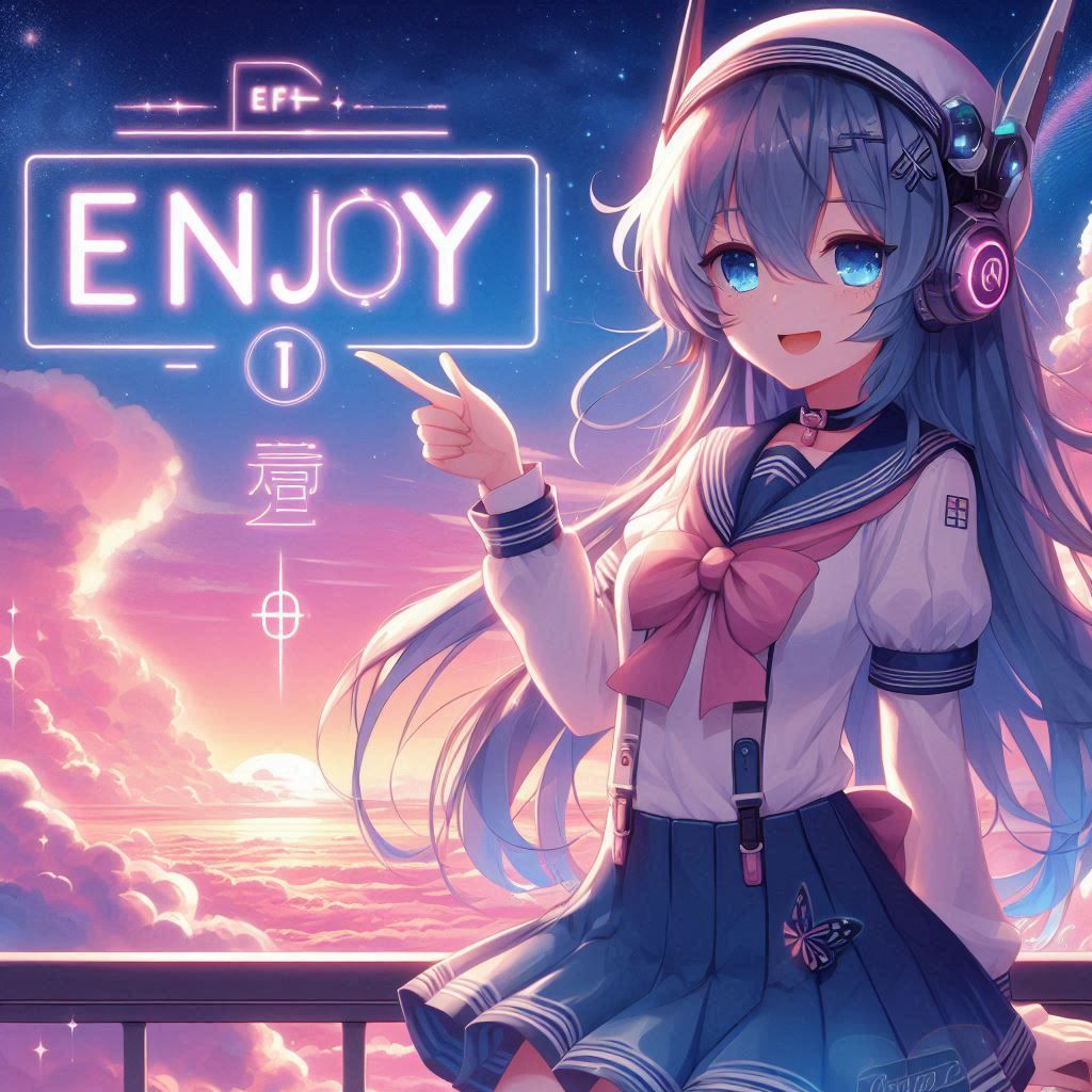 Little Anime girl with 'Enjoy'