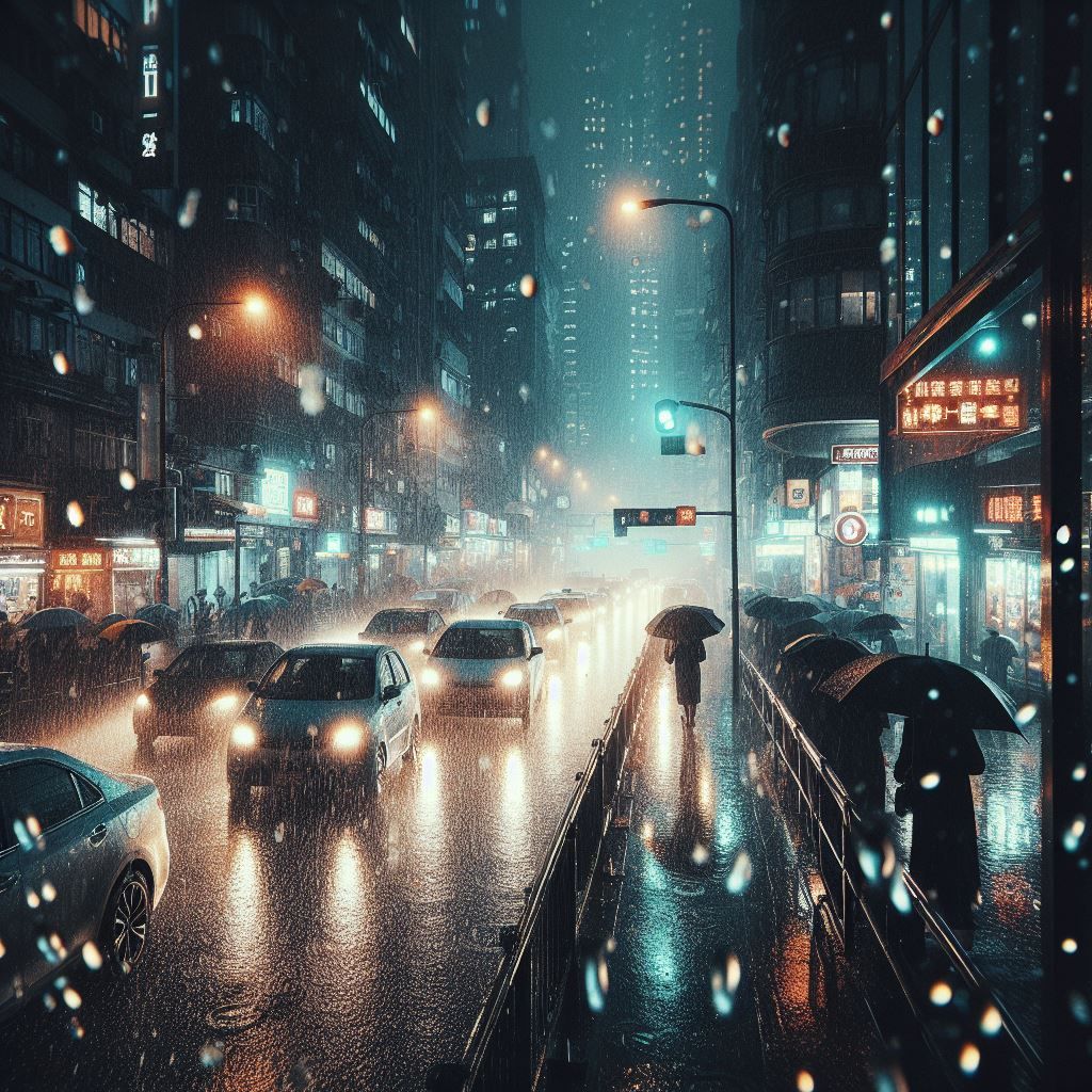 rainy city night