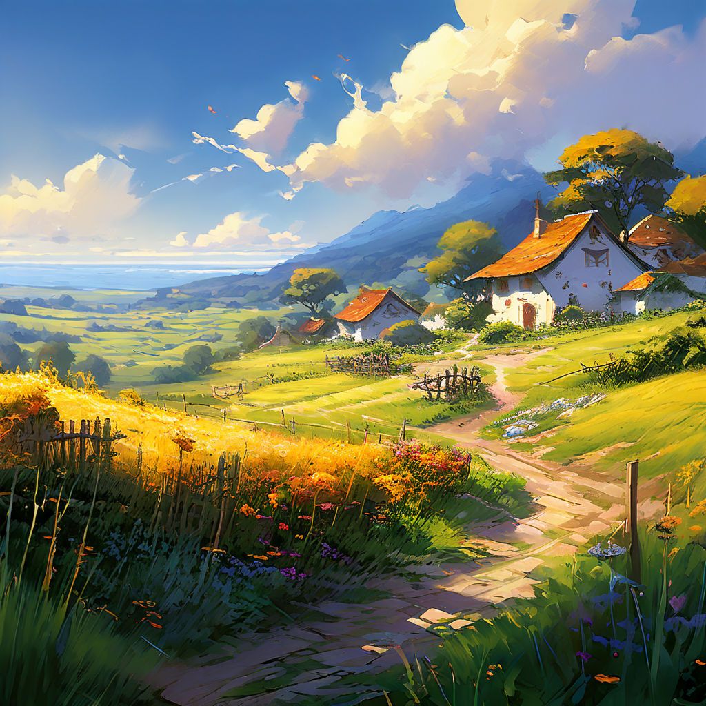 The peaceful village scenery