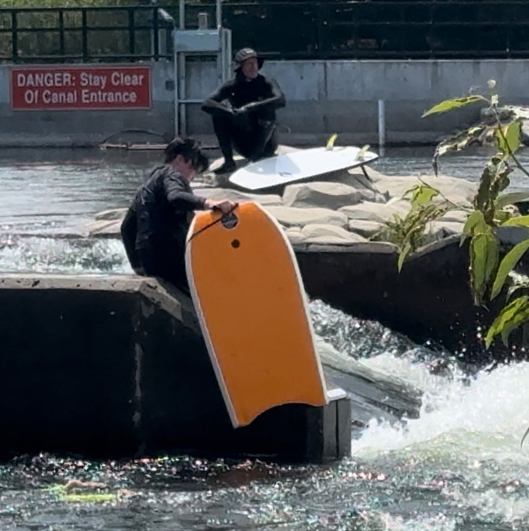 taking my degen kid to “surf” the river & touch grass