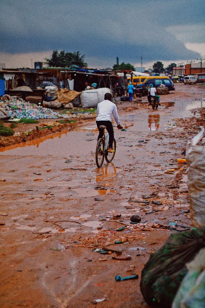 A boy riding bicycle