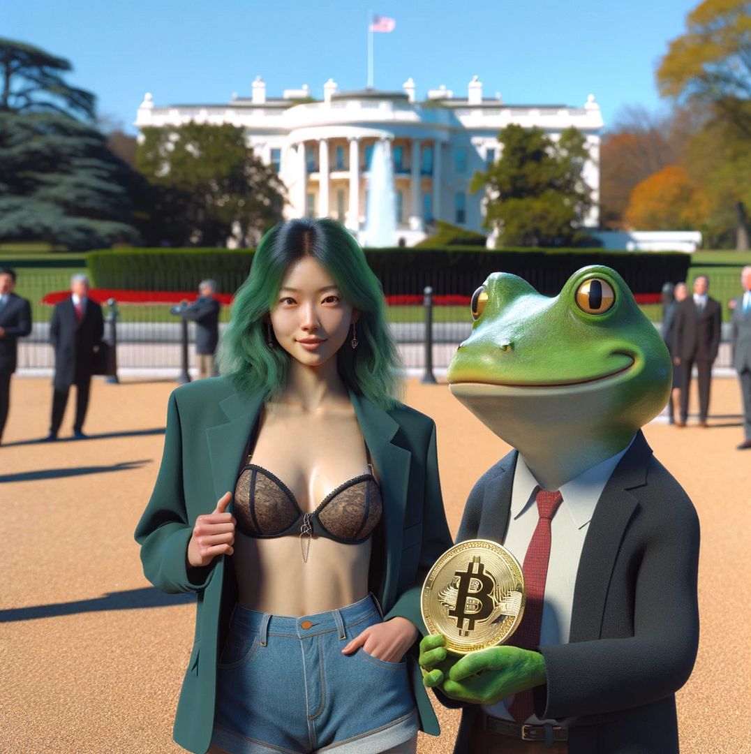 Whitehouse Pepe Bitcoin girl