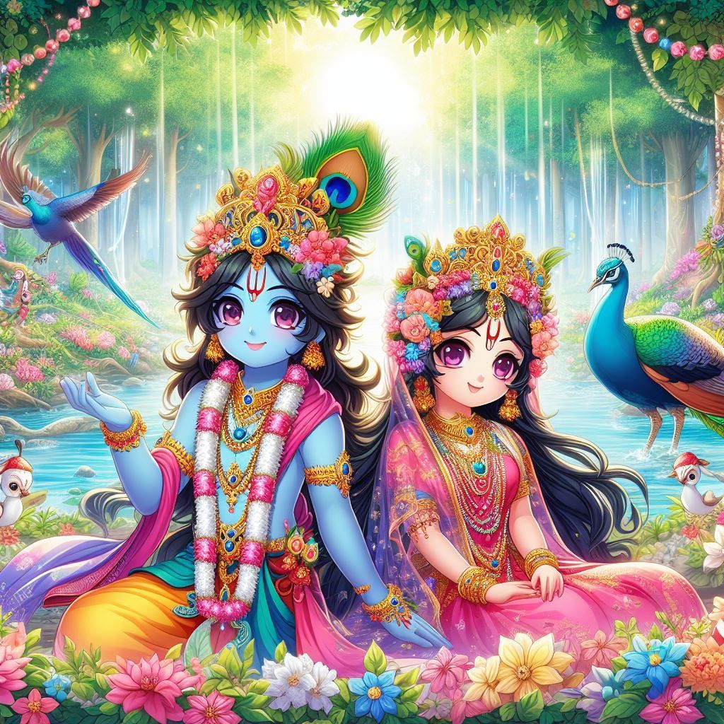 Radha Krishna in Anime Style