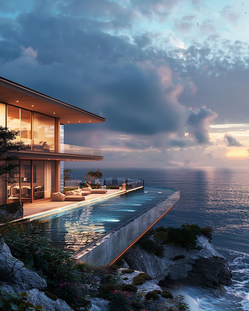 modern mansion with an infinity pool