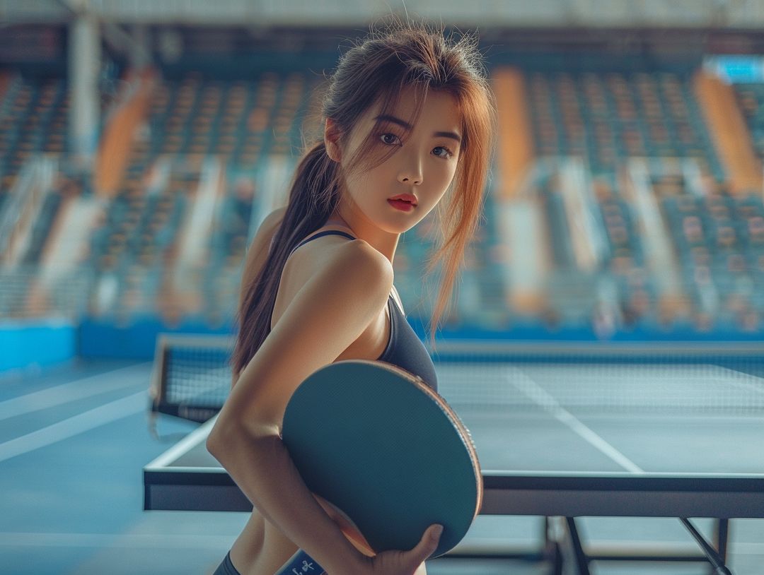 Table tennis with woman