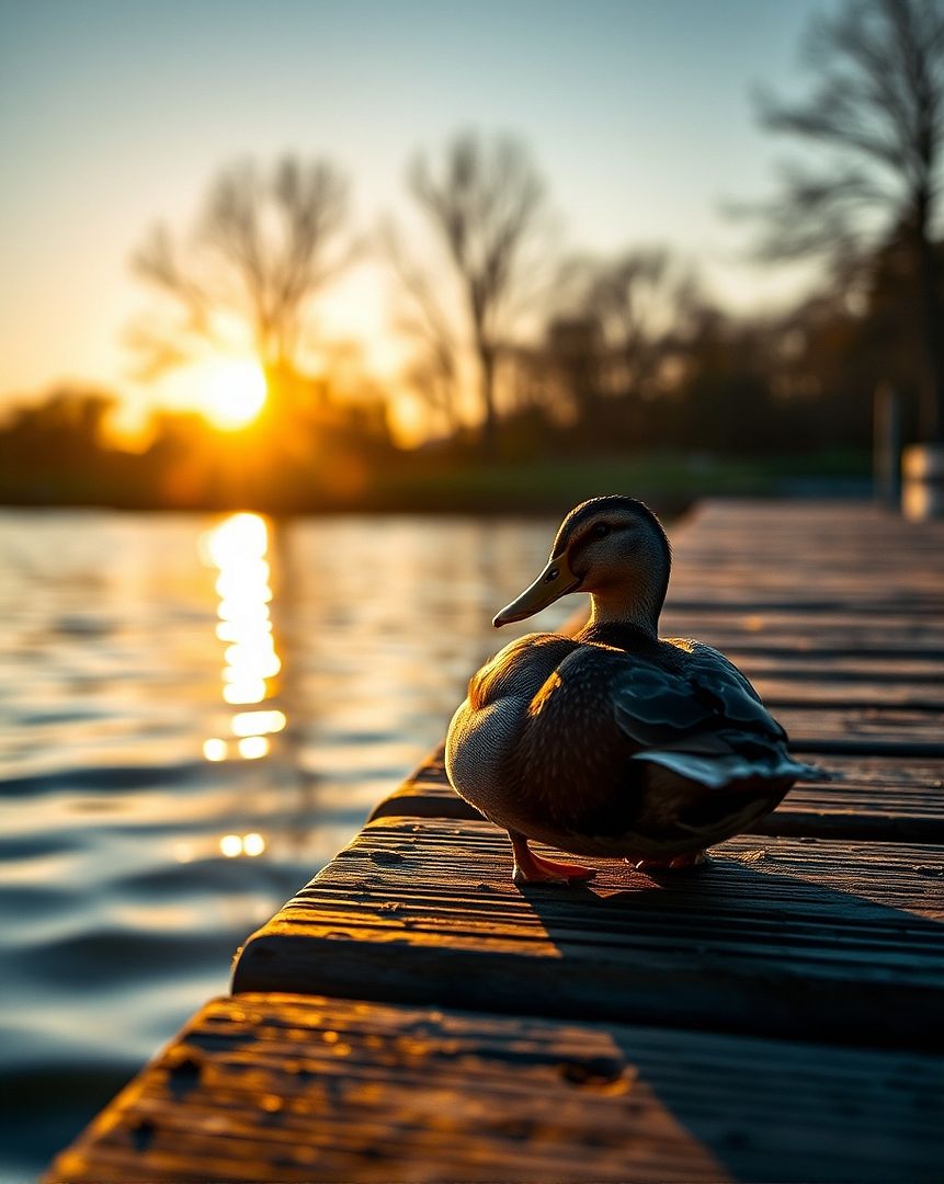 Duck and sunrise