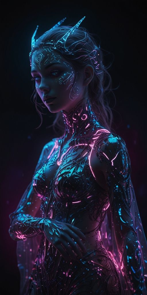 Biolumina: The Neon Goddess of the Future