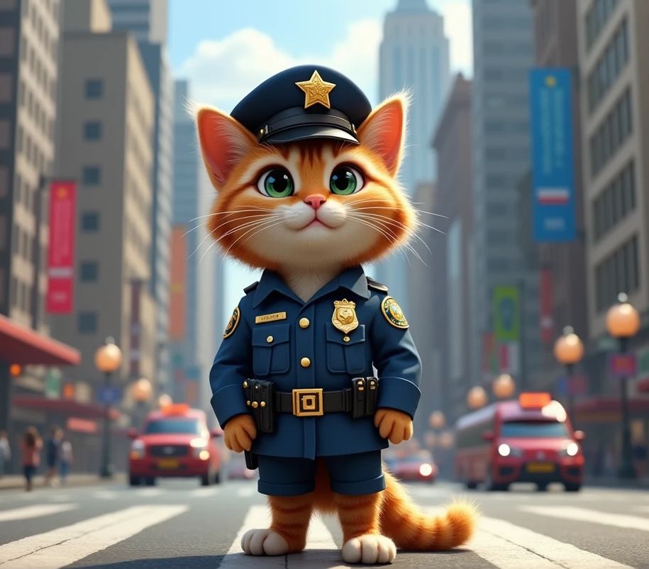 The cat is a policeman