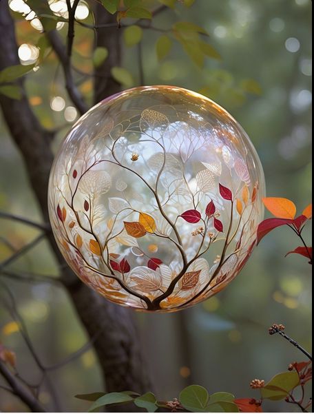 Glimmering Orb Among Autumn Leav...