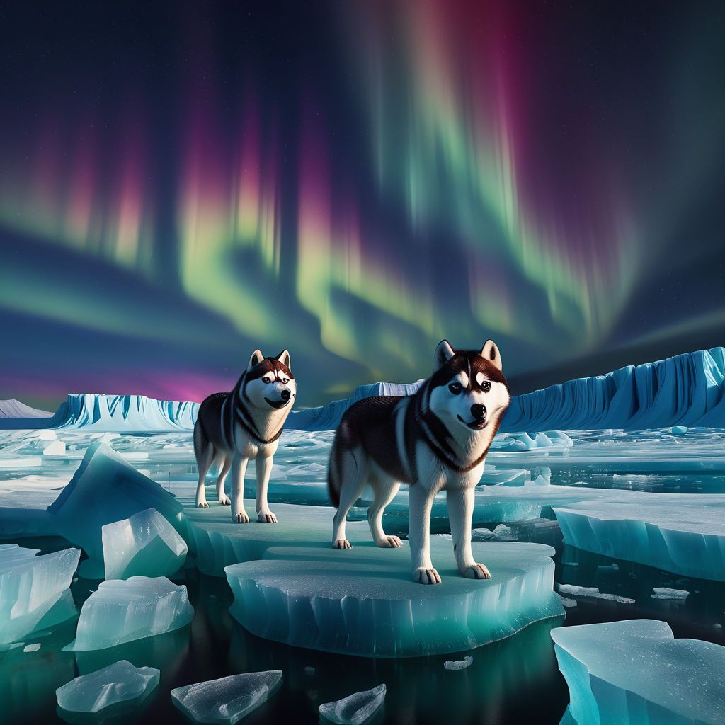 Huskies on an ice floe