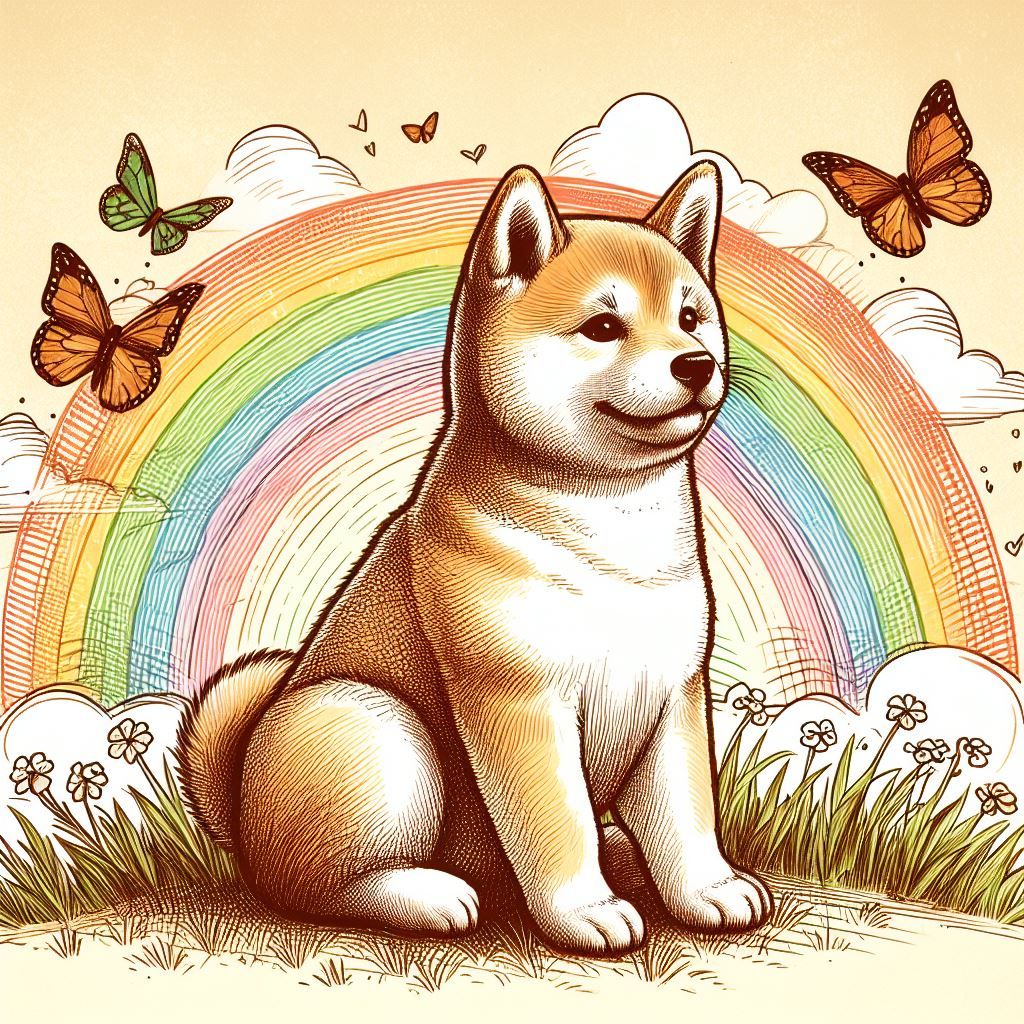 dog with rainbow