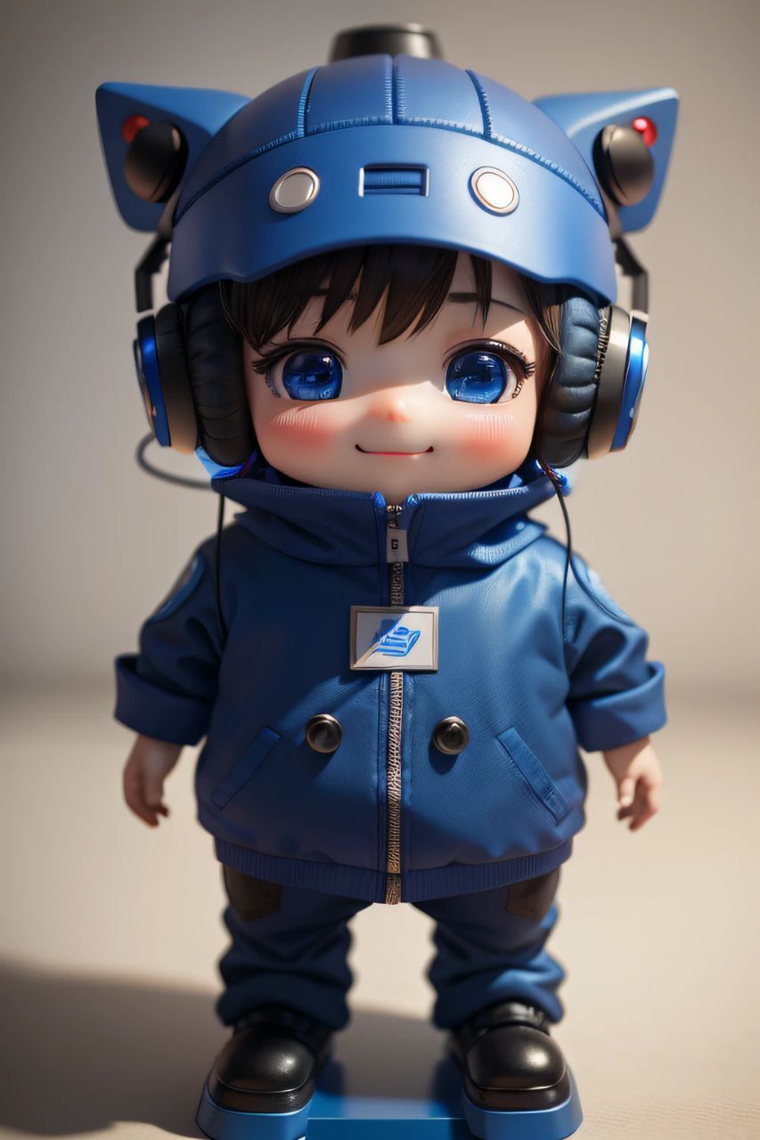 A doll with headphones