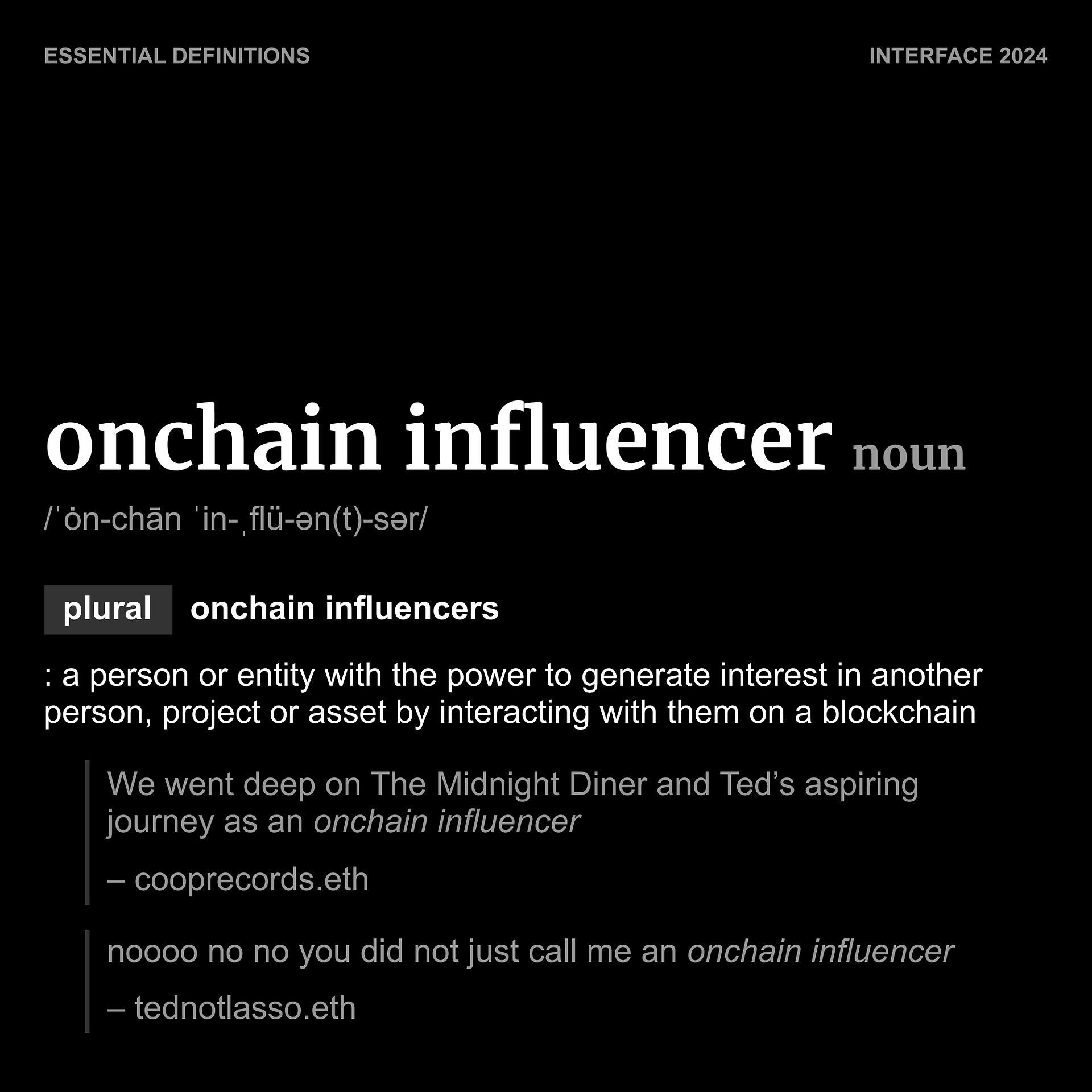 Essential definitions: onchain influencer 