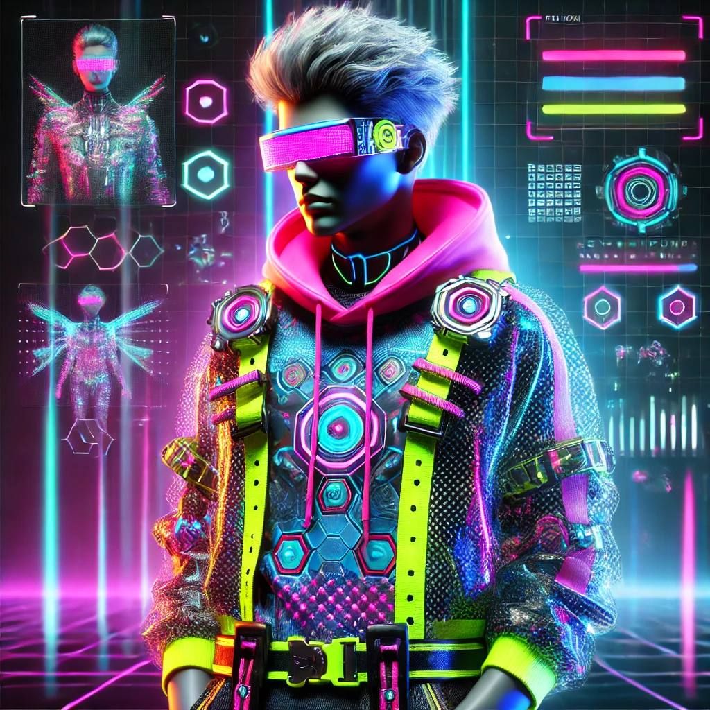 Cyberpunk Character with Neon Elements  