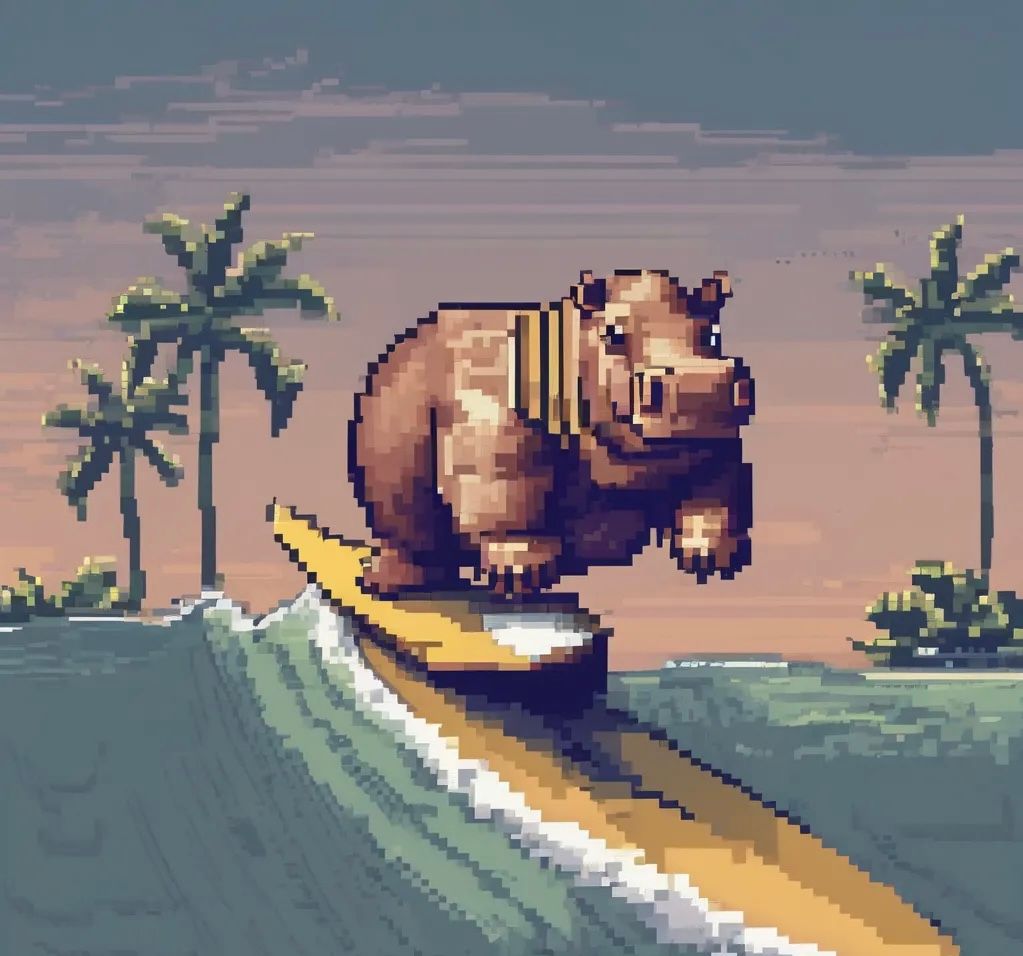 surfing hippo