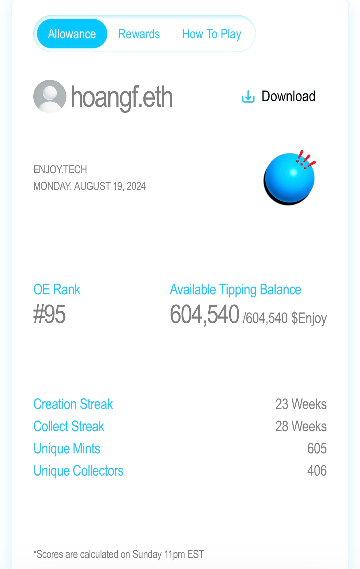 Top 95 on @zora, welcome to Zora app