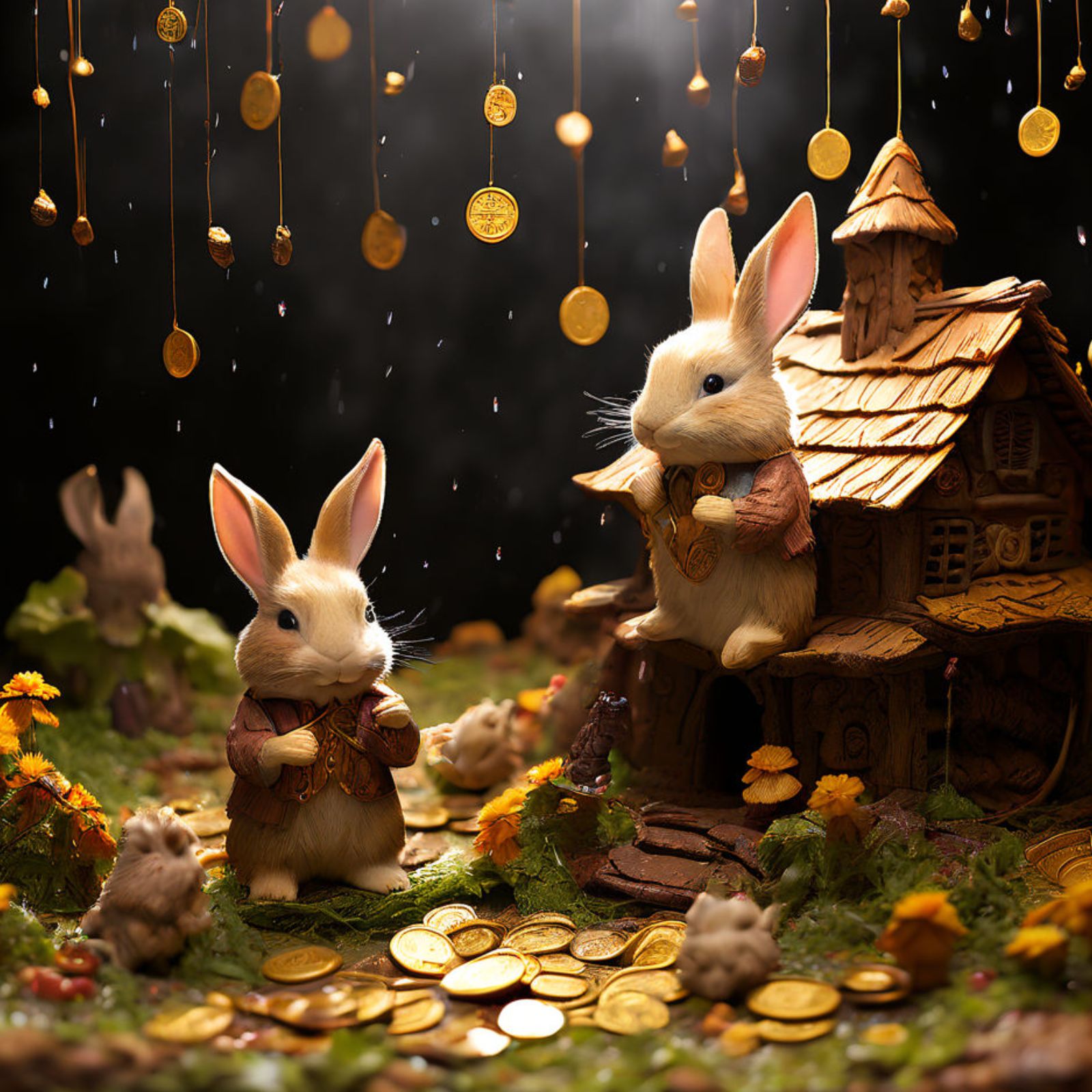 Rabbit Village with Coin Rain