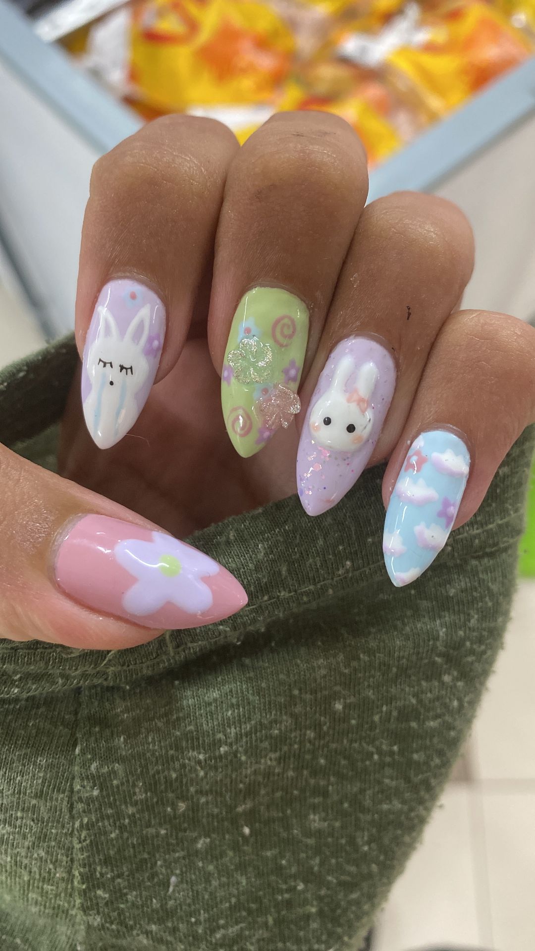 crying bunny nails