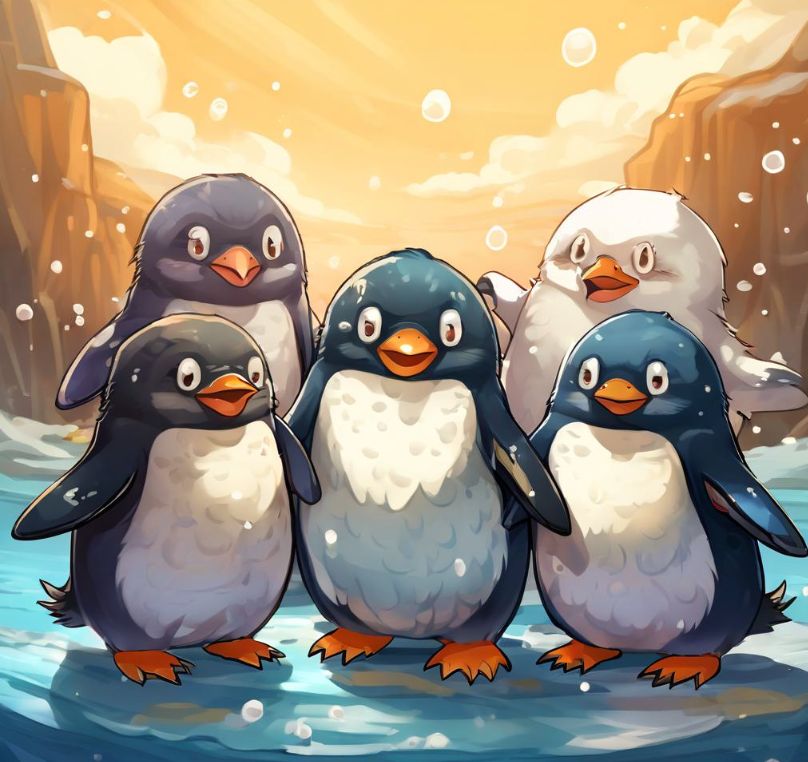 Penguins having fun