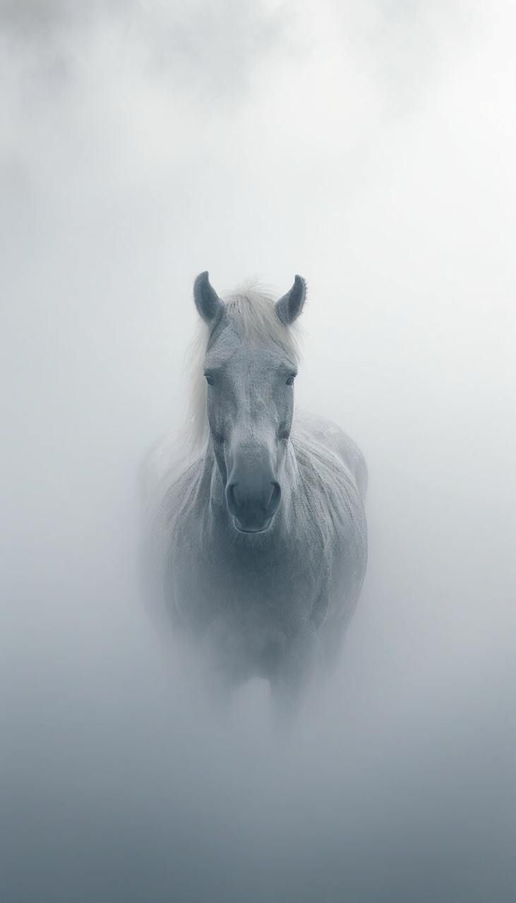 Morning Mist over the Swamp: A Horse in the Haze